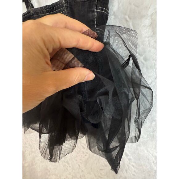 NWT Anthropologie Pilcro Sheer Tulle Babydoll Blouse Top Black Denim Corset XS - Picture 12 of 16